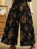 Jeans Retro Autumn Flower Floral Print Fashion Elastic High Waist Ladies Trousers Oversized Long Women Loose Woman Denim Pants