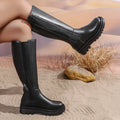 Women’s Platform Chelsea High Calf Riding Boots Elastic Gore Anti‑Slip Platform Not Over‑the‑Knee Fall Winter Fashion Long Boots