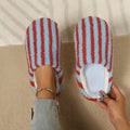 2026 Winter Stripe Design Cotton Slippers for Women Soft Sole Short Plush Home Slippers Women Non Slip Closed Toe Slides Shoes