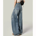 Hot Sale Girls Leisure Daily Jeans Women Ins Fashion High Waist Straight Leg Pants Female Chic Ripped Loose Denim Trousers