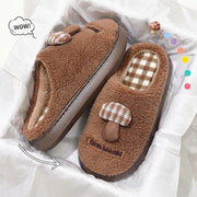 Cute Mushroom Plush Slippers Women Men Winter Warm Thick Sole House Shoes Indoor Fuzzy Non-Slip Comfortable Couple Footwear
